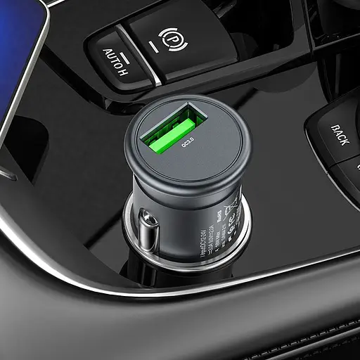 Автомобільний зарядний пристрій Hoco Z43 Mighty QC3.0 USB-A Metal Gray (761194) [151283] - фото 6