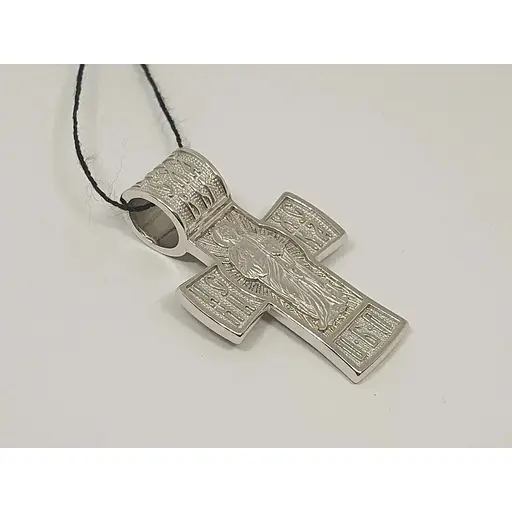 Серебряный крест Харьковская ювелирная фабрика Распятие Христа и Николай Чудотворец. 3533-Р - фото 2