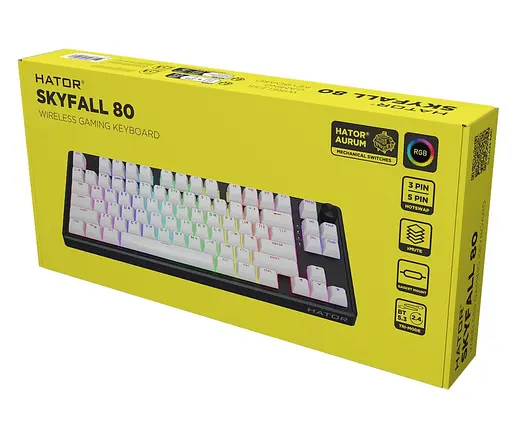 Клавіатура ігрова механічна HATOR HTK-3180-UA Wireless Skyfall 80 Black-White - фото 7