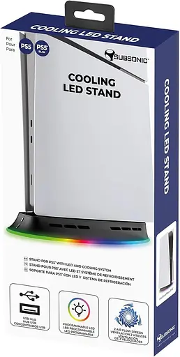Подставка Subsonic PS5 для PS5 и PS5 Slim 2-скоростной вентилятор светодиодная база PS5 RGB - фото 3