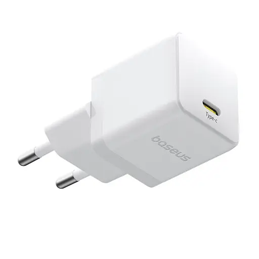 Мережевий зарядний пристрій Baseus Palm Fast Charger 1C 20W EU Moon білий (with Baseus Mini білий Cable USB-C to USB-C 60W - фото 3