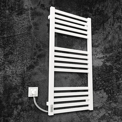 Электрический полотенцесушитель Kosser Герда 1000x500 EL тайм. белый ДГ03ELW, Белый матовый, Левое - фото 1