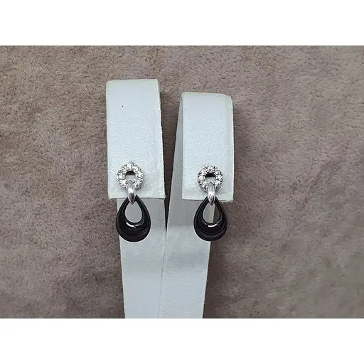 Серебряные серьги Aurora с керамикой и фианитами. С2026Ч - фото 3