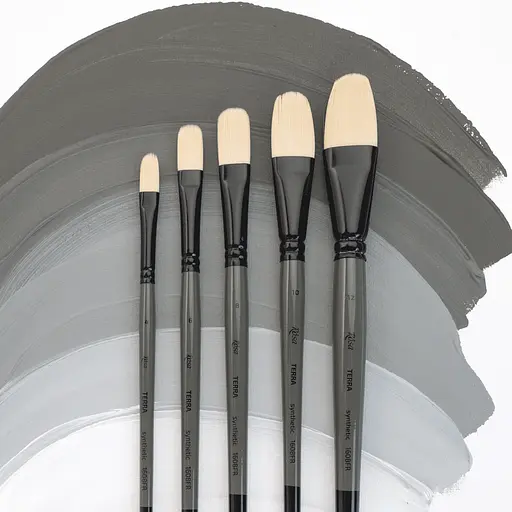 Пензель синтетика овальна TERRA 1608FR №1 довга ручка Rosa - фото 5