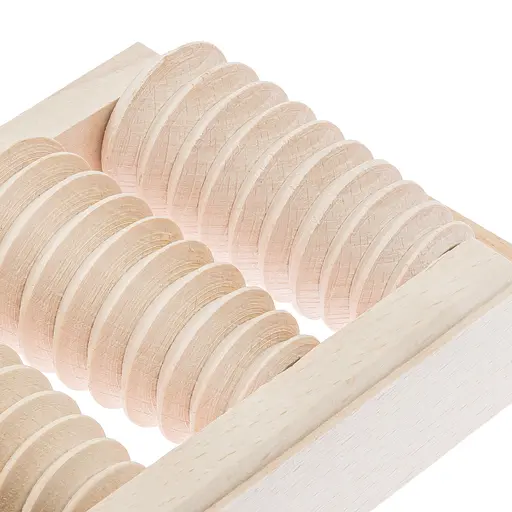 Масажер для стоп дерев'яний для профілактики плоскостопості та рефлекторного масажу на 3 ролики на одну ногу, Woodly 87038 - фото 7