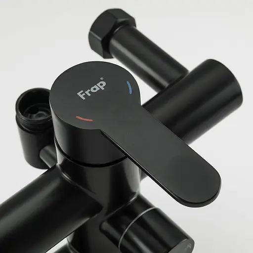 Душевая система Frap F24801-6, поворотный излив - переключатель на лейку, 1 режим, Черный матовый - фото 2