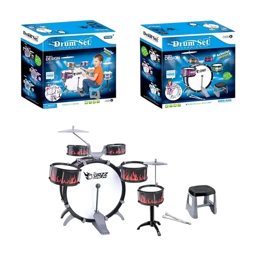 Детская барабанная установка L651 с 5 барабанами, педалью, тарелками, палочками и стульчиком - фото 2