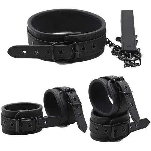 Еротичний набір БДСМ для рольових ігор повідець + наручники - фото 1