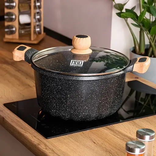 Кастрюля алюминиевая MGC HP-4-433B с антипригарным покрытием 5 л черная - фото 5