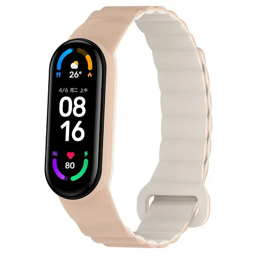 Ремешок Dual-color Magnetic для Xiaomi Mi Band 7/6/5/4/3 Beige/White