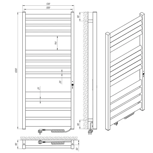 Електрична рушникосушка Laris Зебра Лавіна ЧКЧ13 500x900 Е 75201089 - фото 4