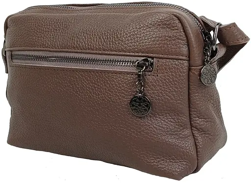 Женская кожаная сумка Borsacomoda на плечо коричневая sum0028719 - фото 5