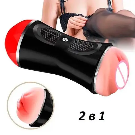 Двухсторонний мастурбатор ротик-вагина Megumi Deluxe 20 см Красный K000655 - фото 4