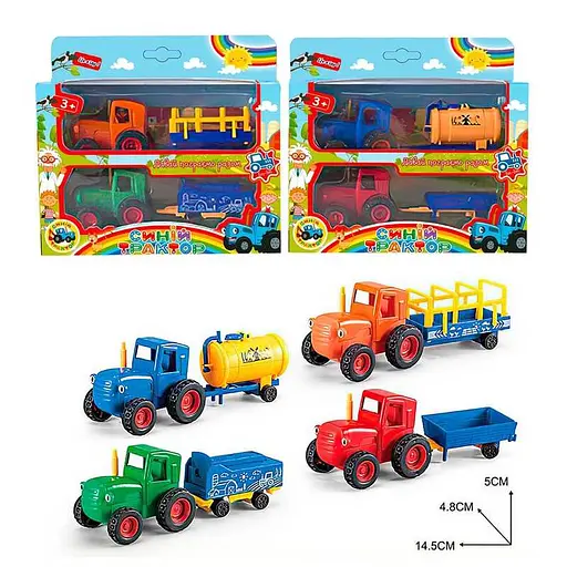 Набор тракторов 28495 "Синій Трактор" 28495, металлопластик, 2шт с прицепами, в коробке (6945672024104) Микс - фото 2
