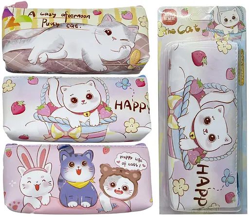 Пенал-косметичка Котик, PVC, 8x36 см (в ассортименте) - фото 2