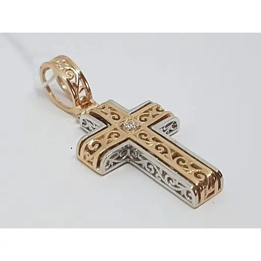 Золотой крестик Tango с фианитом. 270074 - фото 2