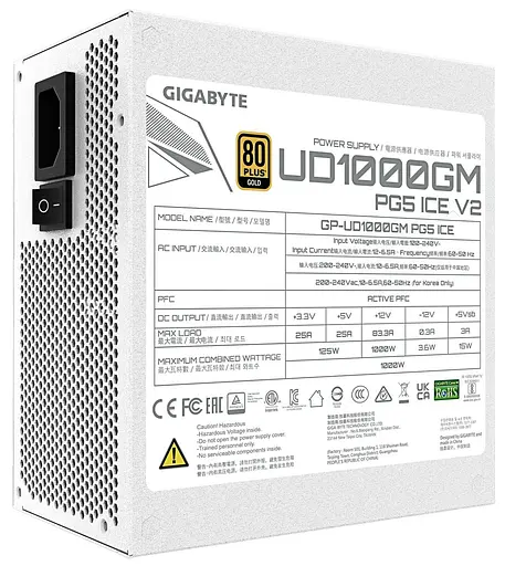 Блок живлення Gigabyte GP-UD1000GM 1000W 80+ Gold ATX 3.1 ICE (GP-UD1000GM PG5 ICE) - фото 2