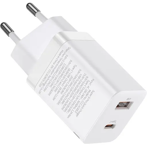Зарядное устройство для Baseus Super Si Pro Quick Charger C+U 30W White (CCSUPP-E02) - фото 4