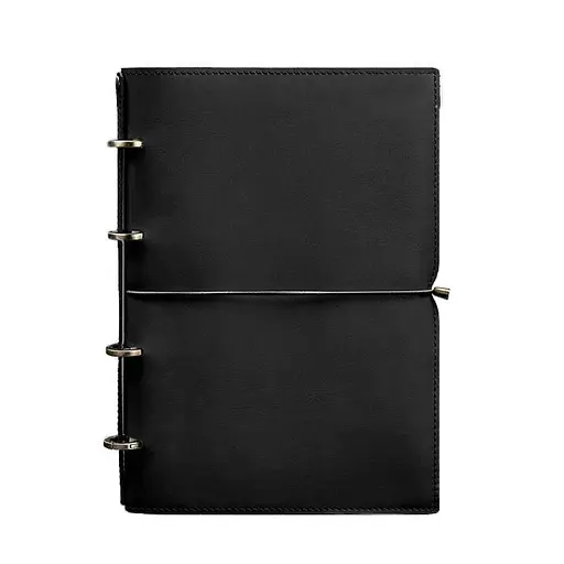 Шкіряний блокнот А4 на кільцях (Софт-бук) 9.0 в м'якій обкладинці чорний краст - фото 8