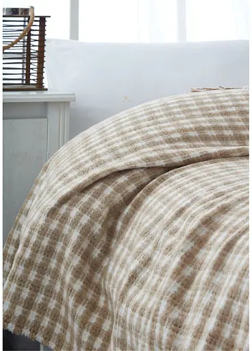 Плед-покривало Cotton TURComFor бавовна бежево-білий двоспальний 180х230 см TC303376066 - фото 2