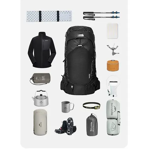 Рюкзак туристический Naturehike Helium CNK2450XB014  L 70 л черный  - фото 5