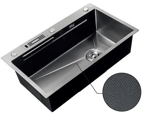 Кухонна мийка Mixxus Premium MH7545-SET-05 micro decor Nano-Black MX9633, Графит - фото 5