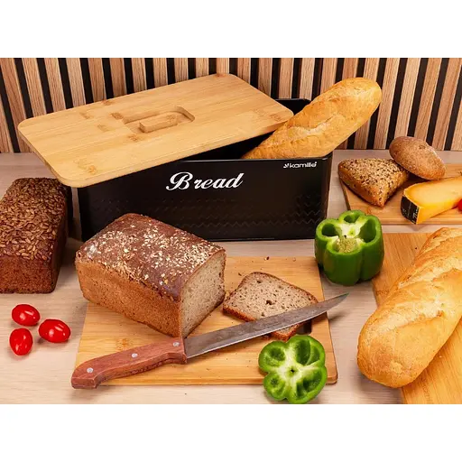 Хлібниця Kamille із нержавіючої сталі з бамбуковою кришкою KM-1124 - фото 5