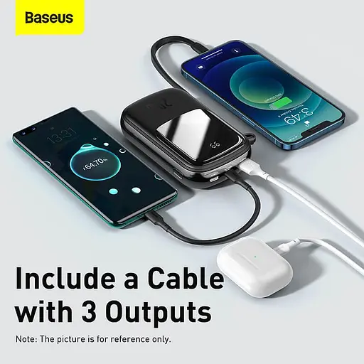 УМБ BASEUS Qpow Digital Display Quick Charging Power Bank (With IP Cable) 20000mAh USB/Type-C/Lightning, - фото 10