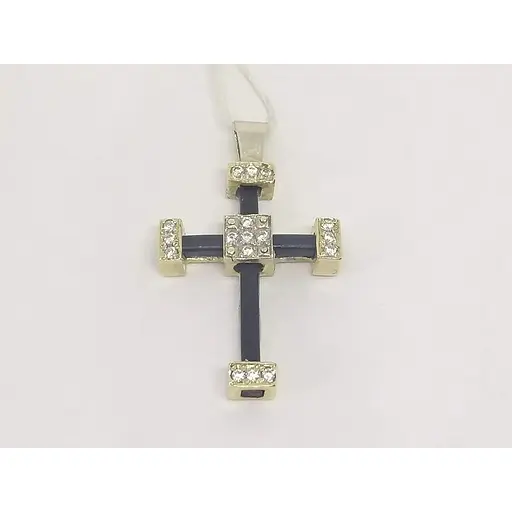 Золотой крестик Гаразд с каучуком и фианитами. 3541757Ж - фото 2