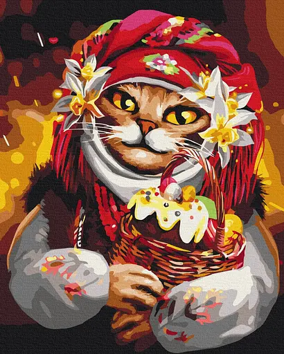 Картина за номерами на підрамнику Brushme Пасхальна кіса Маріанна Пащук