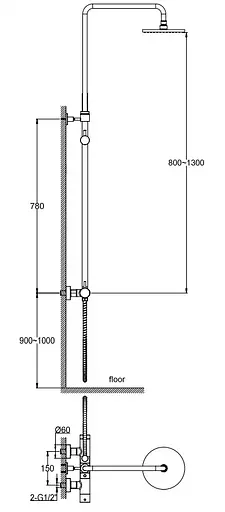 Душова система Kohlman Axel black QW276AB, Чорний матовий - фото 2