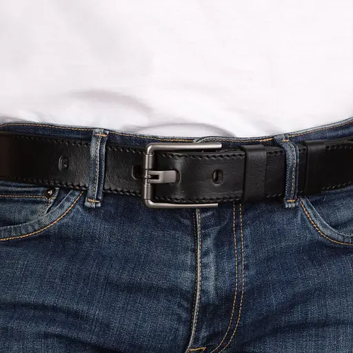 Ремень мужской кожаный JK-4008 (125 см) черный - фото 6