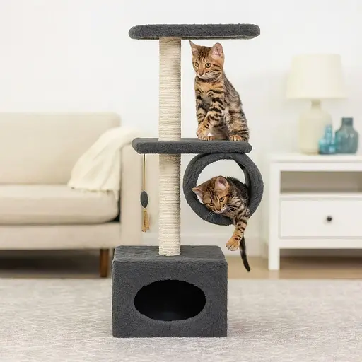 Дряпка Природа Саванна для котив з барабаном сіра 38x38x90 см [CD] - фото 5