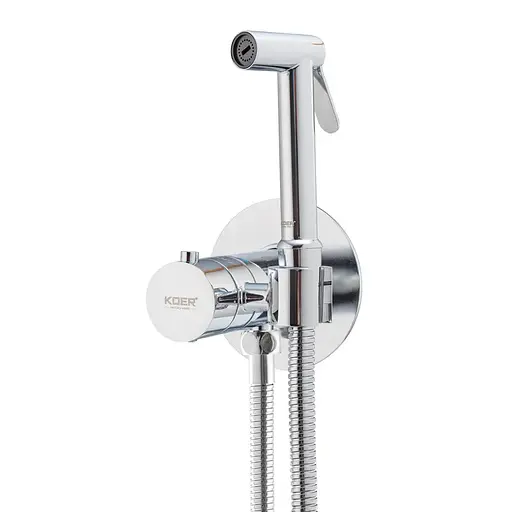 Гігієнічний душ прихованого монтажу Koer KB-24029-01 із термостатом Black KR5485, Хром - фото 1