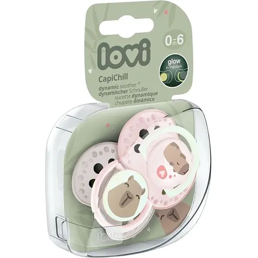 Пустышка силиконовая динамическая LOVI CapiChill 0-6 месяцев 2 шт. розовая (22/932girl) - фото 4