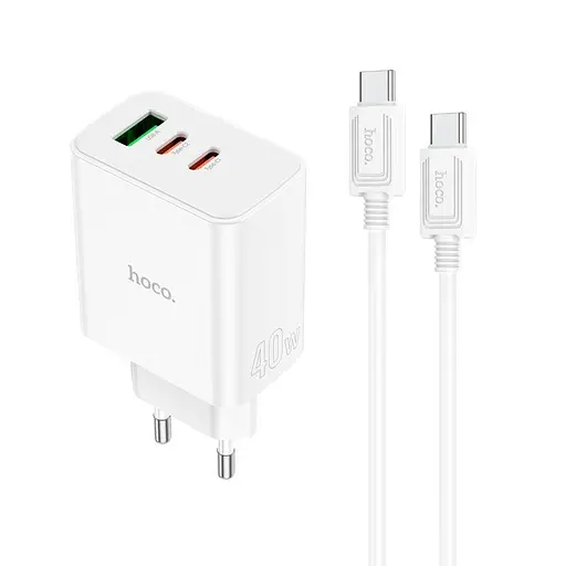 Зарядный комплект Hoco C126a Pure power three-port 40 W с кабелем USB-C USB-C - фото 2