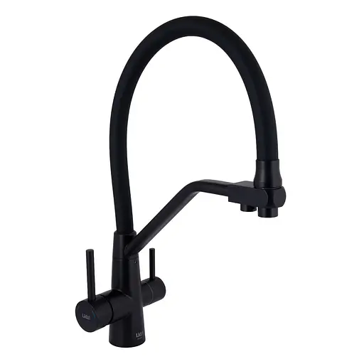 Смеситель для кухни Lidz Aria 020F3 с гибким изливом с подключением для питьевой воды (k35) LDARI020F3BLA39212 BLA Черный матовый - фото 1