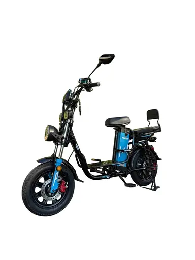 Электровелосипед Minako Monster NEW (1000W, 60V, 26Ah) Гидравлический тормоз +Раскладной Багажник/сиденья Черно-Синий - фото 1