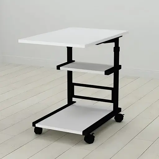 Стол приставной Ferrum-decor Адан 62x40x60 металл Черный ДСП Белый 16мм (FRD-102484)