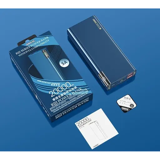 Зовнішній акумулятор - портативна батарея Remax RPP-108 Riji 20000 mAh синій (QC 22.5W + PD 18 W) - фото 4