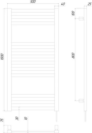 Електрична рушникосушарка Kosser Герда 1000x500 ER ДГ03ER, Чорний матовий, Праве - фото 5