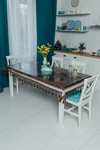 Скатерть силиконовая с коричневой бахромой 280х200 см - фото 4