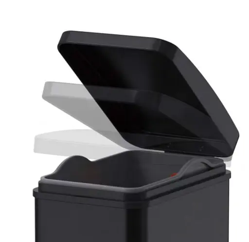 Відро для сміття Koer TC-010108-05 з плавним закриттям прямокутне 8 л чорний (KR5593)  - фото 4