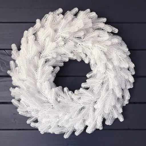 Вінок хвойний різдвяний Hvoya Traditional литий білий 60 см - фото 4