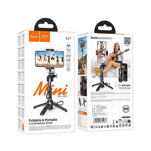 Селфи-монопод Hoco K27 Magic portable mini live broadcast stand черный - фото 2