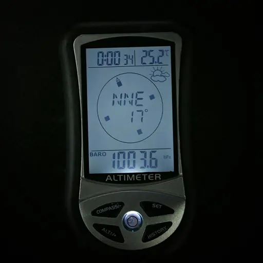 Многофункциональный 8 в 1 электронный компас, альтиметр, барометр, термометр, высотомер Digital MT-501, с часами, календарем, прогнозом погоды и подсветкой (100484) - фото 6