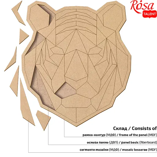 Основа для декорування панно-мозаїка Rosa Talent Тигр 1 МДФ 37х42 см - фото 2