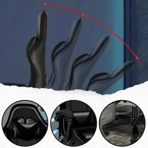 Кресло геймерское PLAYER с подставкой для ног и массажем Black (100003) - фото 7