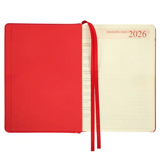 Дневник-деловая записная книжка А5 Leo Planner датированный 2026 City красный 368 страниц (252666) - фото 2
