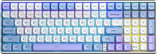 Клавіатура Aula S100pro Red Switch Wireless 2.4G/BT EN/UA White Blue (6948391205762) - фото 1